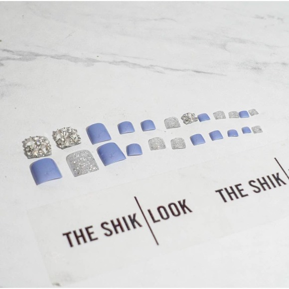 Blue Full Cover Crystal Press On Toe Nails - 24 Pieces - Picture 6 of 7